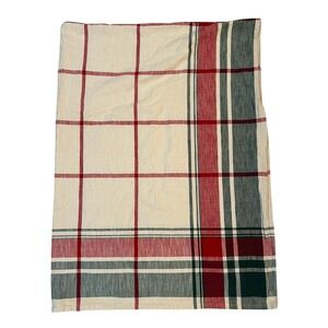 Bee & Willow Tablecloth Christmas Plaid White & Green & Red 56" x 76" Rectangle